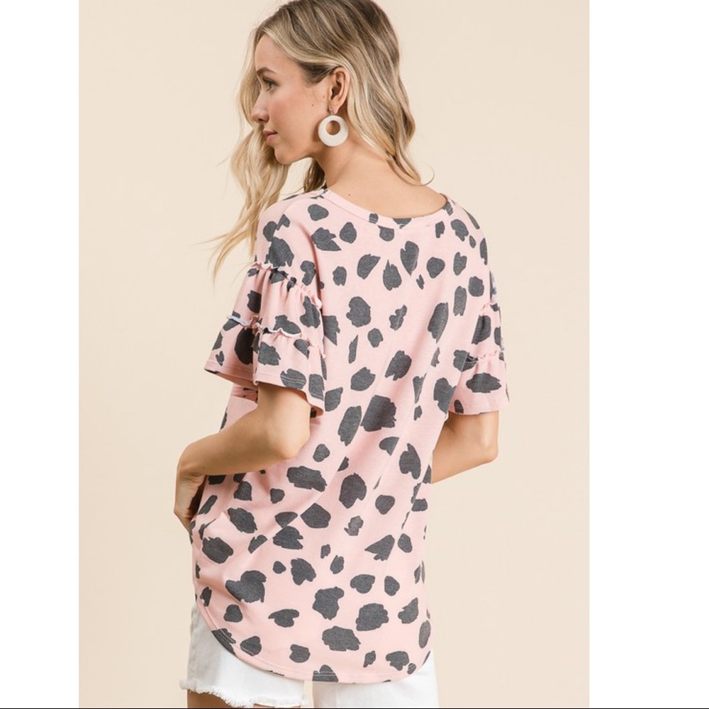 WILD AT HEART TIERED SLEEVES TOP-TAUPE - Picture 2 of 2